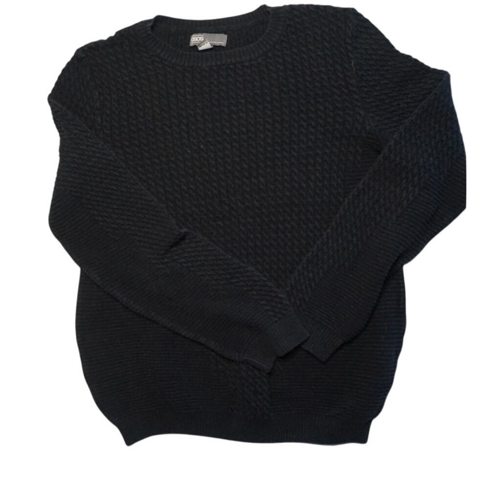 ASOS Black Cable Knit Sweater - Cozy & Stylish Size Small